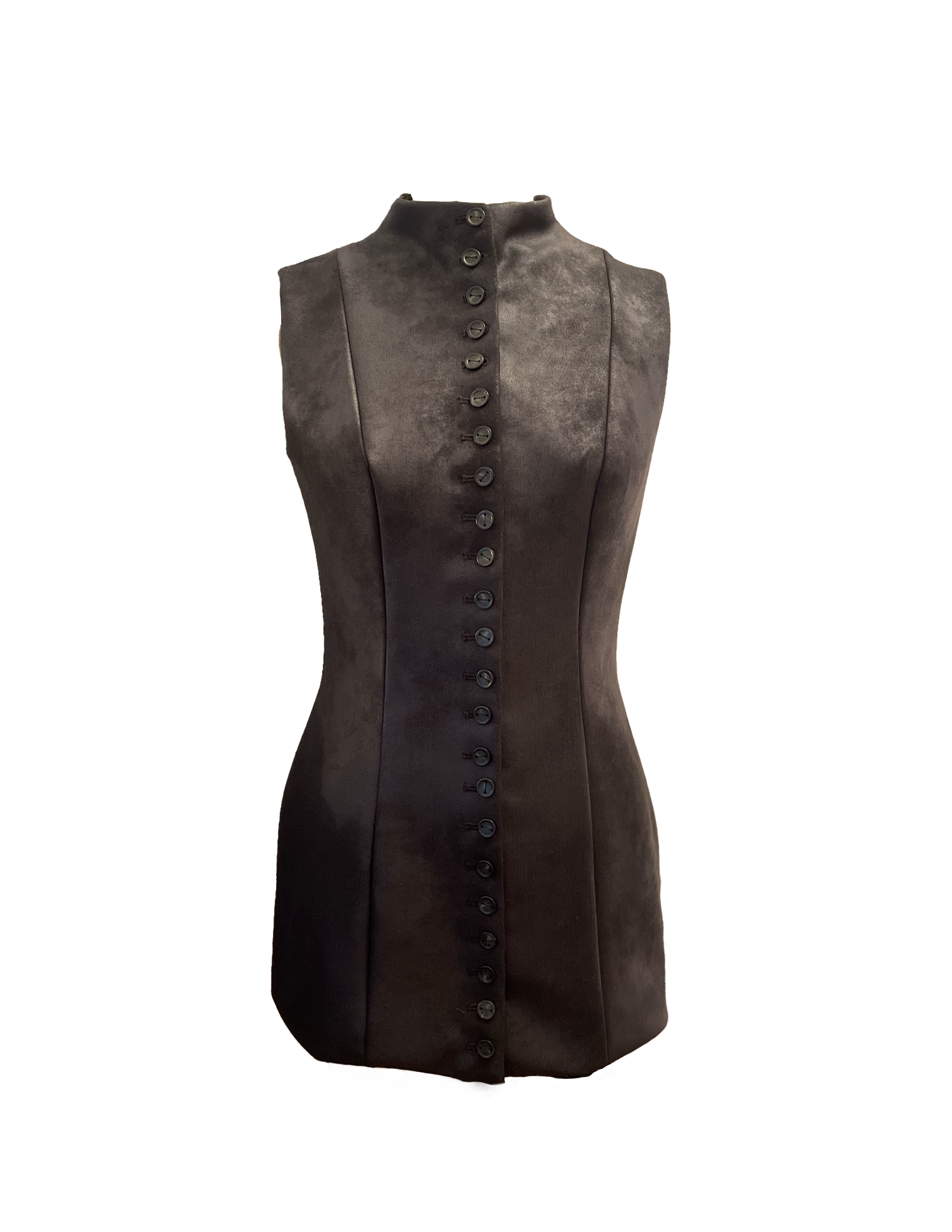 Midnight Elegance Button-Down Vest Dress: House of araujo